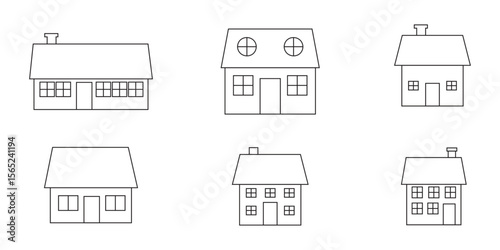  liner icon vector set. Web home icon set for websites and apps. Simple house symbol. Flat real estate sign. Main page pictogram in filled, thin line, outline and stroke style. Isolated illustration.