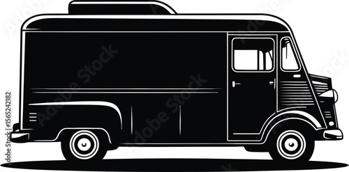 Food truck silhouette vector illustration on a clear white background.