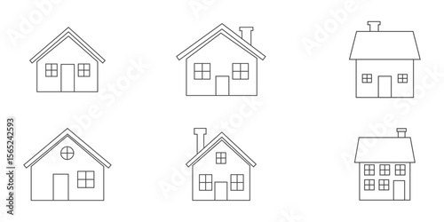 Simple monochrome house icon set. apps and websites. Collection home icons. House symbol eps 10