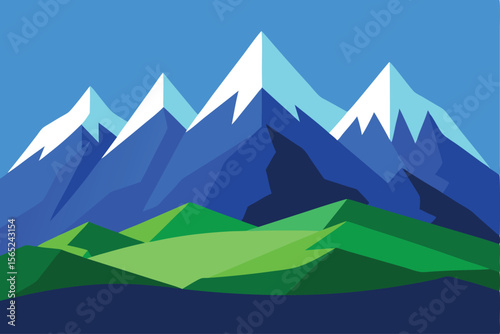 Majestic Mountain Peaks A Stunning Illustration of Alpine Landscape