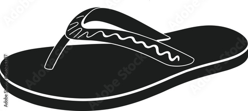 Side View Flip Flop Silhouette Vector with Wavy Strap Detail