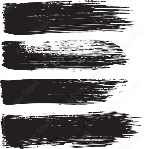 Grungy Brushes Silhouette Vector Illustration on Transparent Background