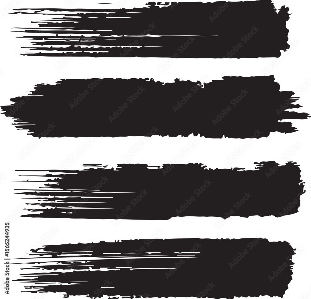 Fototapeta premium Grungy Brushes Silhouette Vector Illustration on Transparent Background