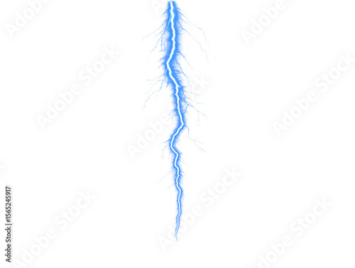 Blue lightning bolt isolated on white background.