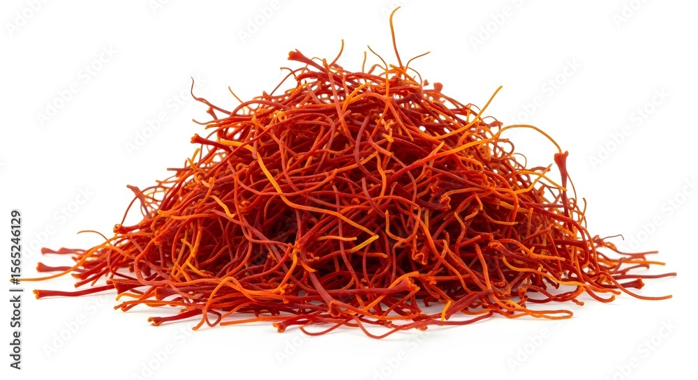 Fototapeta premium hern Pile of Premium Saffron Threads Isolated on White Background