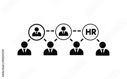 HR Department Hierarchy Icon: Organizational Structure, Teamwork, and Human Resources Management