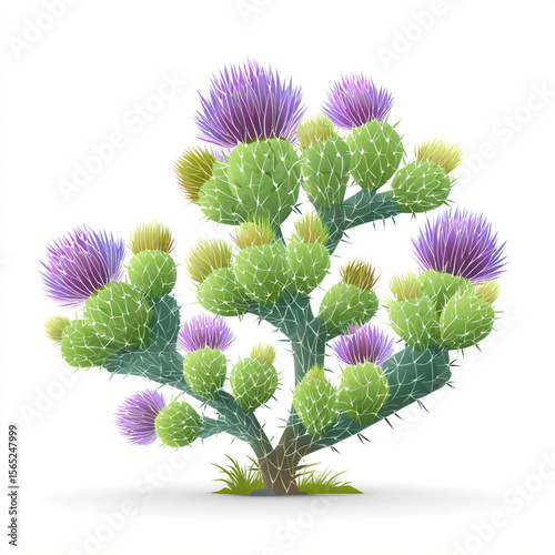 A minimalist vector illustration of a glowing cholla cactus with spiky patterns