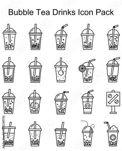 Bubble Tea Drinks Icon Pack
