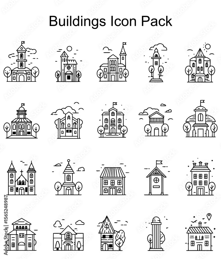 Fototapeta premium Buildings Icon Pack