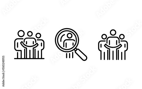 Vector Human resources concept with magnifying glass focusing on one person from group