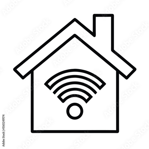 house with wifi signal icon smart home concept