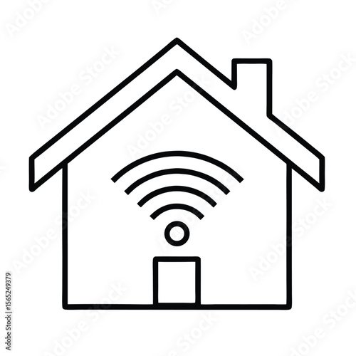 house with wifi signal icon smart home