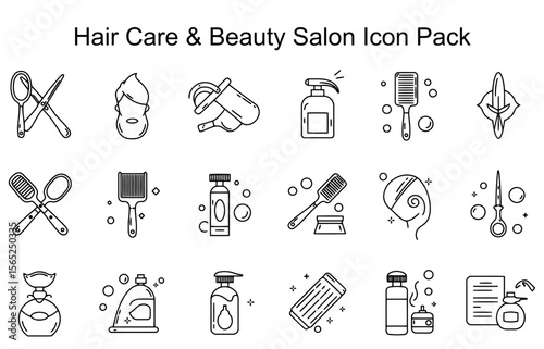 Hair Care & Beauty Salon Icon Set