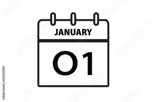 PrintJANUARY 1 date on calendar design. Calendar Icon , banner, label, button, calendar vector date monthly graphic design sign,

