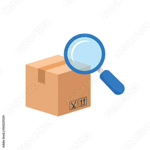 Simple Flat Design Illustration Package Inspection with Magnifying Glass