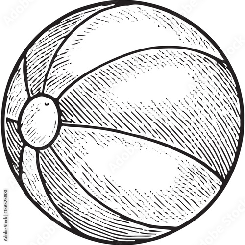 Cheerful baby ball icon in black and white outline, ideal for nursery playtime and toy designs