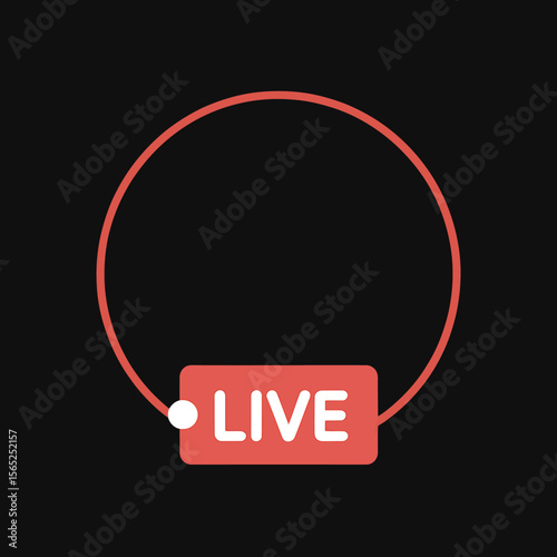 Minimalist Live Stream Logo Design Circular Frame with Bold LIVE Text