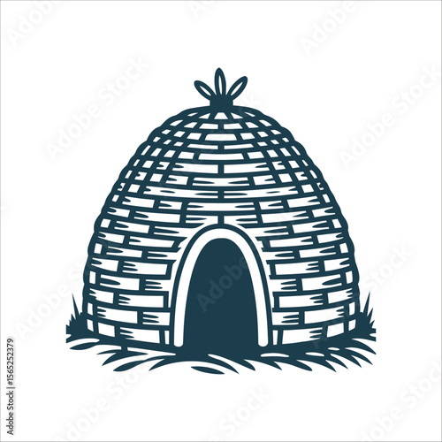 Conical Woven Fish Trap Vector Illustration Aiyawas Trap Conical woven fish trap with narrow entrance side view