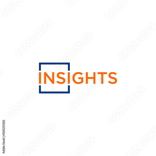 Insights Logo Design: Orange Text within a Blue Square