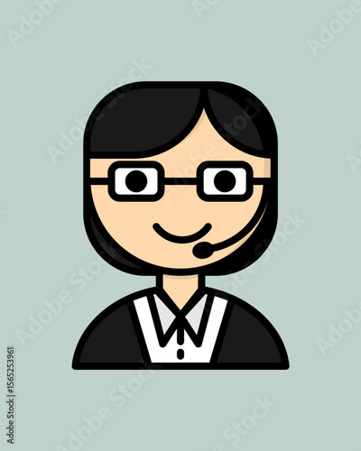 Female Customer Service Icon in Outline Colored Style