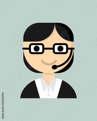Female Customer Service Icon in Colored Style