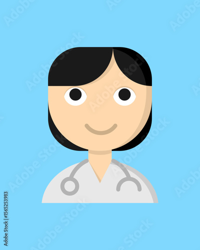 Female Doctor Icon in Colored Style