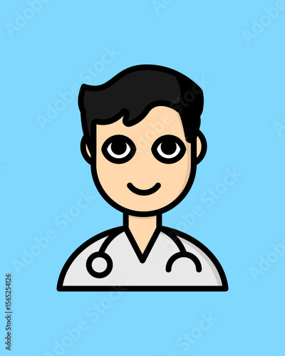 Male Doctor Icon in Outline Colored Style