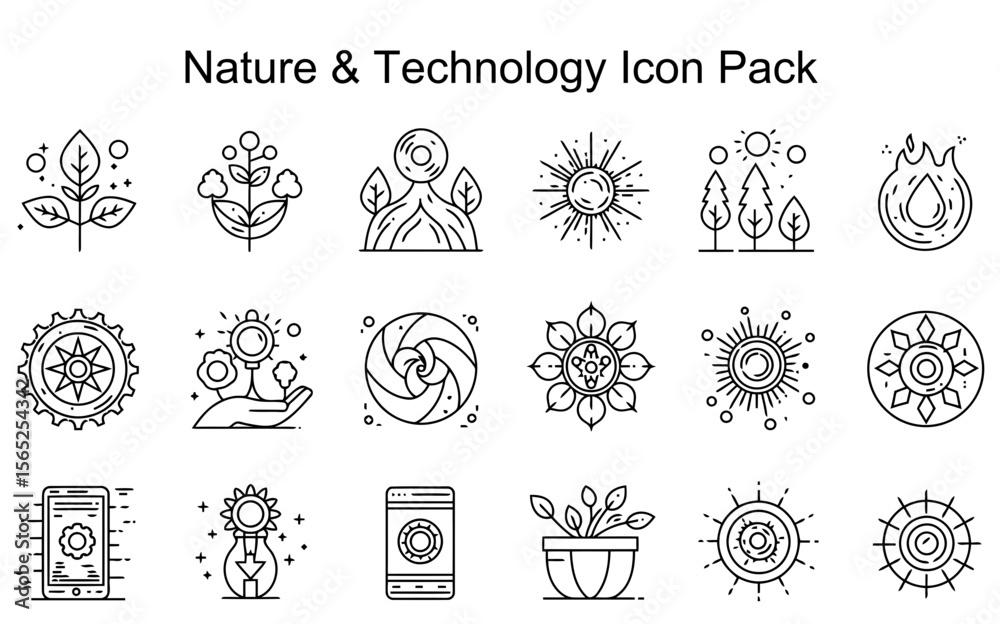 Obraz premium Nature & Technology Line Icons