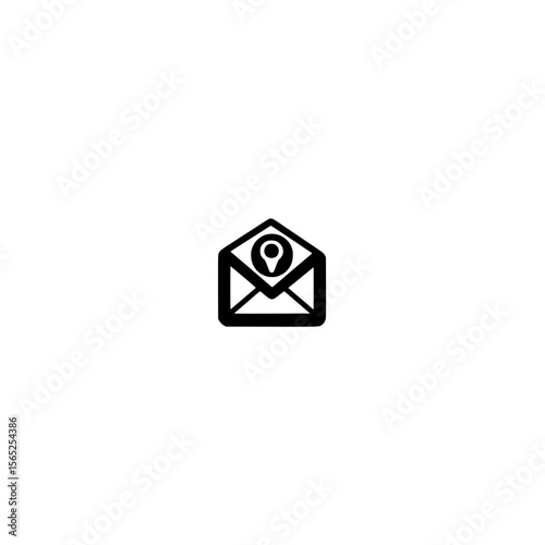Envelope icon with location pin vector representing mail delivery address and communication

