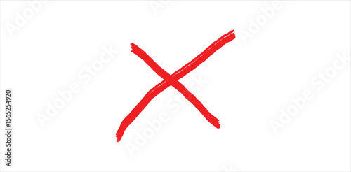 Smooth red cross scribble mark in hand-drawn style – curved cancel or wrong symbol with expressive strokes for minimal UI use, annotations, or handmade designs.

