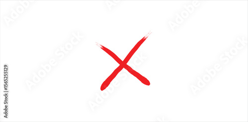 Red hand-drawn X icon with rough marker texture – sketch-style cross symbol for delete, cancel, or wrong message indicators in modern UI or handmade graphic elements.

