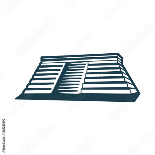 Mesoamerican Ballcourt Stepped Sidewall Icon Graphic Mesoamerican Ballcourt Simple stepped sidewall profile with sloping incline