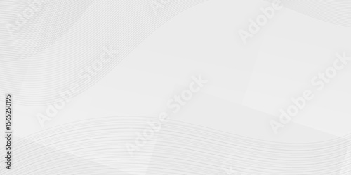 Subtle grey waves and fine lines on a clean white abstract background. Modern and minimal design.