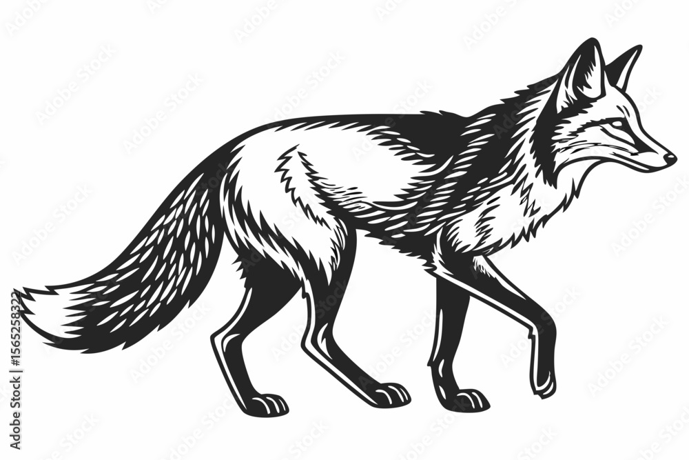 Obraz premium fox sihouette black vector