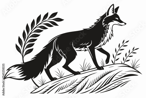 fox sihouette black vector