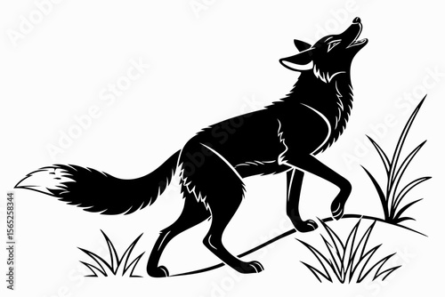 fox sihouette black vector