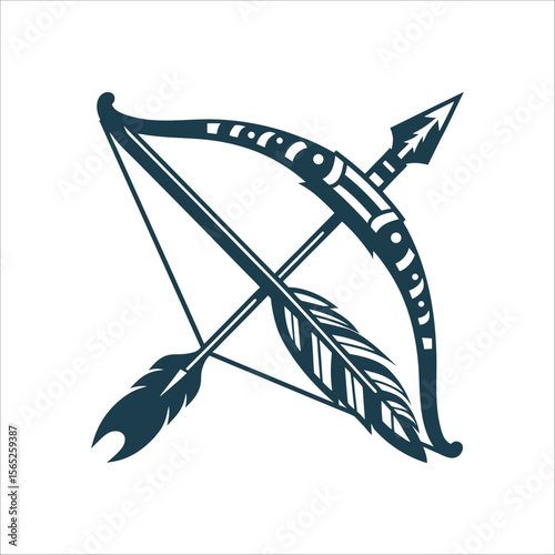 Stylized Archery Bow and Arrow Icon Guarani Archery Bow Stylized longbow drawn back arrow nocked
