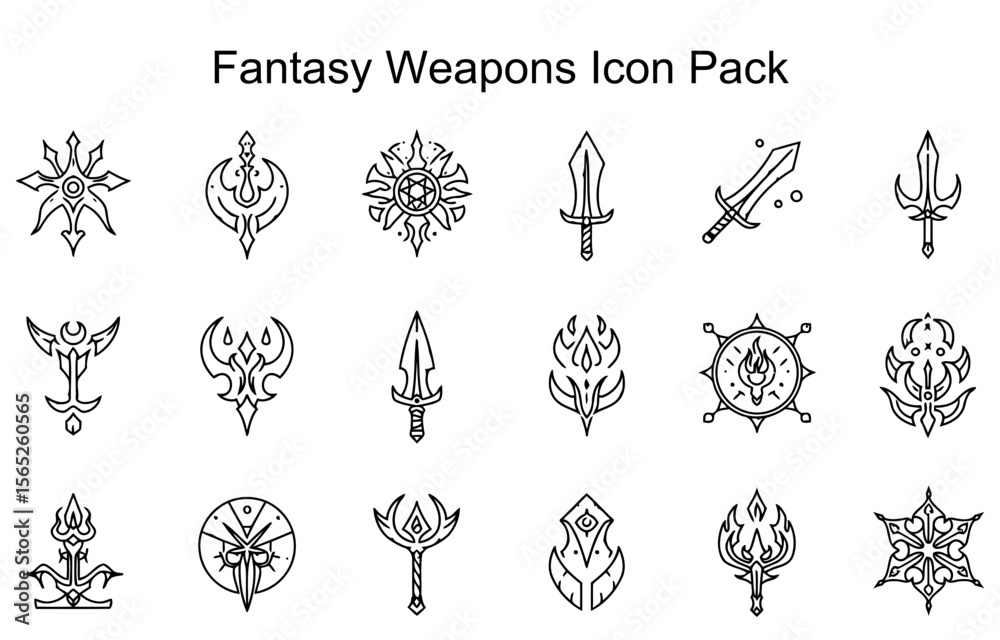 Fototapeta premium Fantasy Weapons Icon Pack