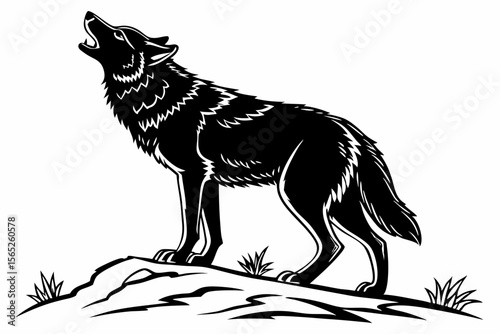 wolf sihouette black vector