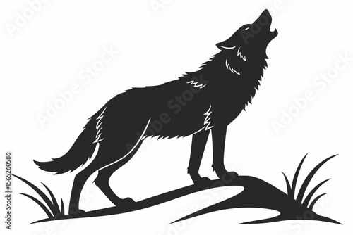wolf sihouette black vector