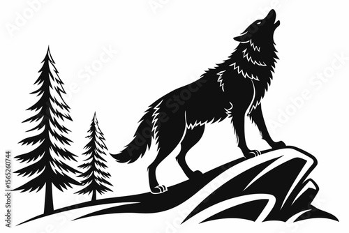 wolf sihouette black vector