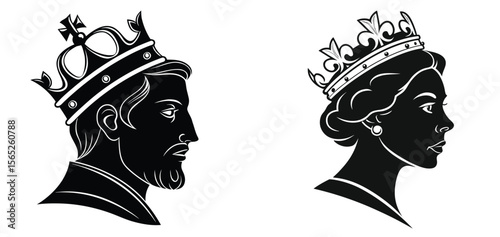 King and Queen Crowned Silhouette Illustration