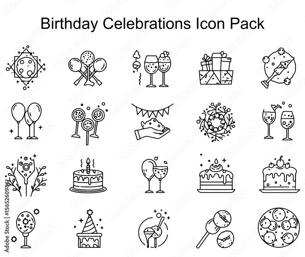 Fototapeta premium Birthday Celebrations Icon Pack