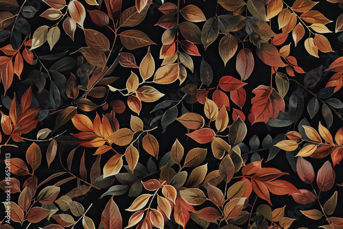 Black and gold leafy pattern
