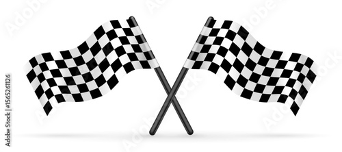 Vector illustration of two crossed checkered racing flags, symbolizing Formula or motorsport championships. Simple and iconic design, isolated on a white background. Vector EPS10