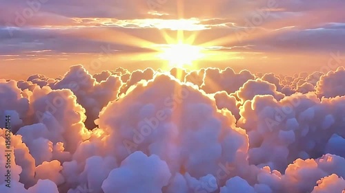 Sunrise timelapse, close up of big sun rising through clouds. Beautiful nature background time laps.