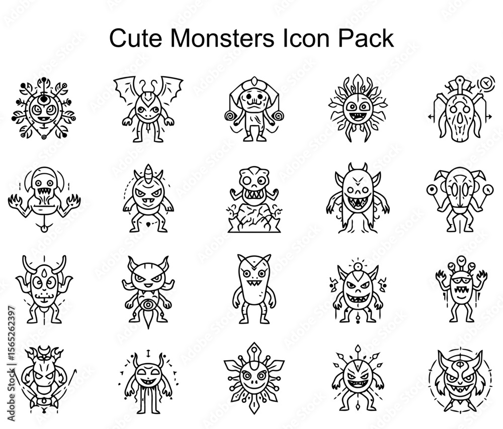 Obraz premium Cute Monsters Icon Pack