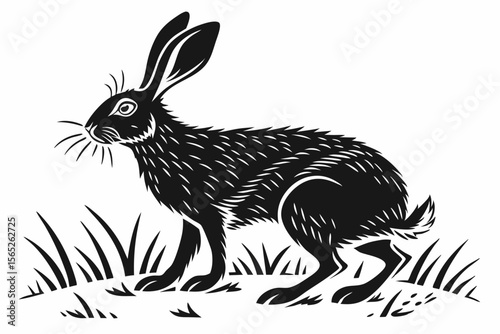 rabbit sihouette black vector