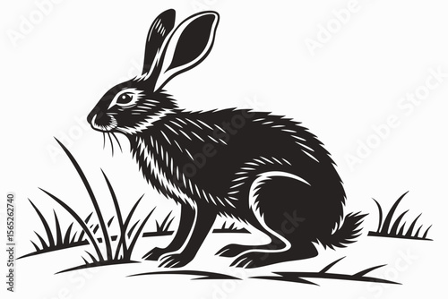 rabbit sihouette black vector