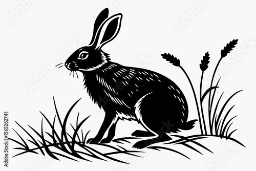 rabbit sihouette black vector